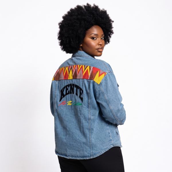BLKSTAR UTD Kente Geometric Yoke Denim Jacket