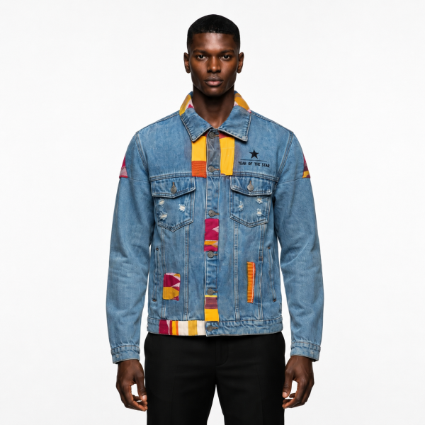 BLKSTAR UTD Kente Shoulder Yoke Denim Jacket