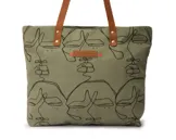 Grey Canvas Green Issho Print Dorothy Tote