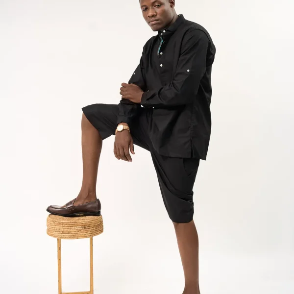 Linen Two Piece (Full set)- Black