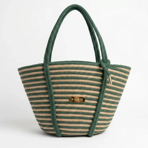 Manu Emerald Green and Tan Stripped
