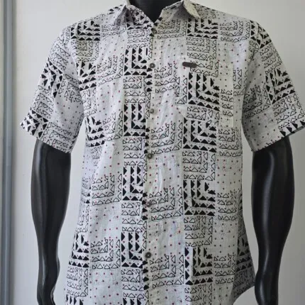 SlimFit Linen-Black Red and White Shirts