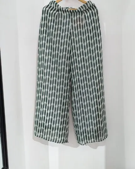 Vivo Basic Crepe Pants with Lining (Green-whitePrint)