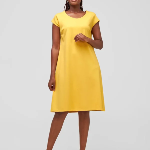Vivo Chalbi Cap Sleeve A-Line Dress (Mustard)