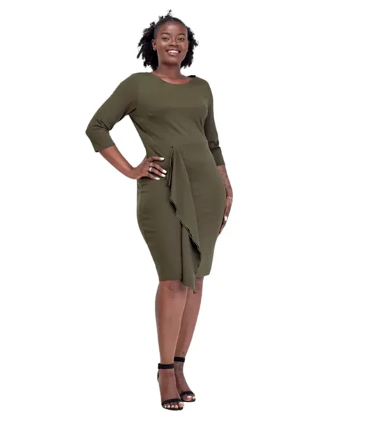 Vivo Tande Front Drape Dress (Hunters/green)