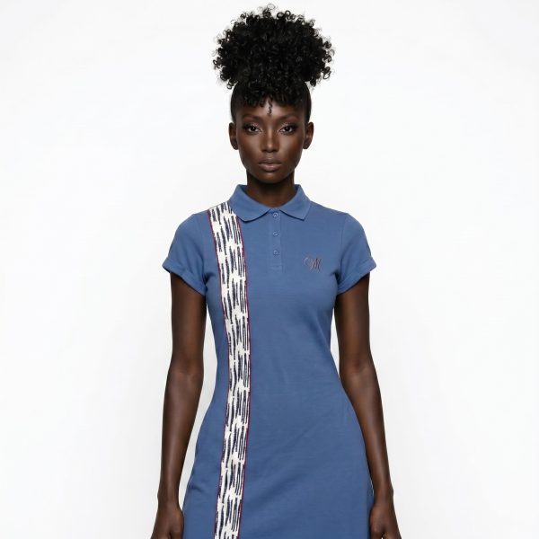 Blue Aretha Side Stripe Polo Dress