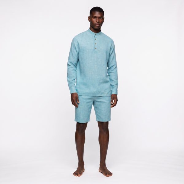 Linen Casual Shorts- Blue