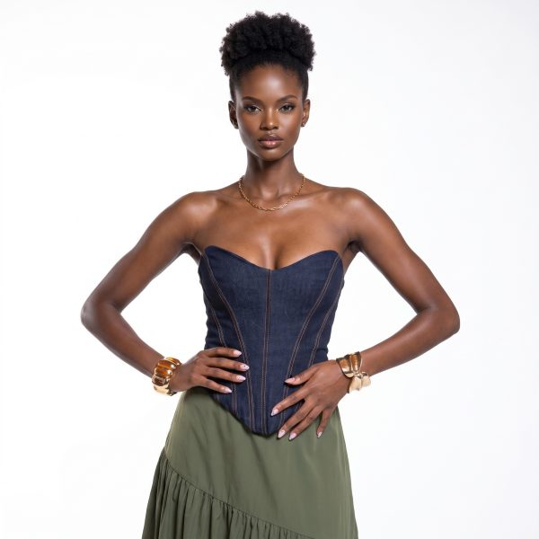 Sweetheart denim corset