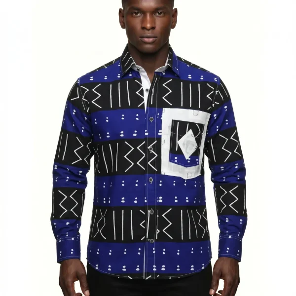 Men's shirts (1 Blue/black/white, 1 Yellow/brown, 1 Black n white)