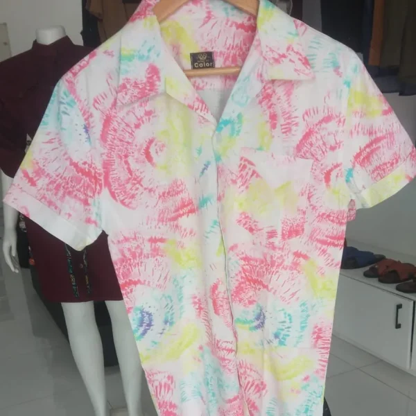 Tie and Dye Men Shirt Collar