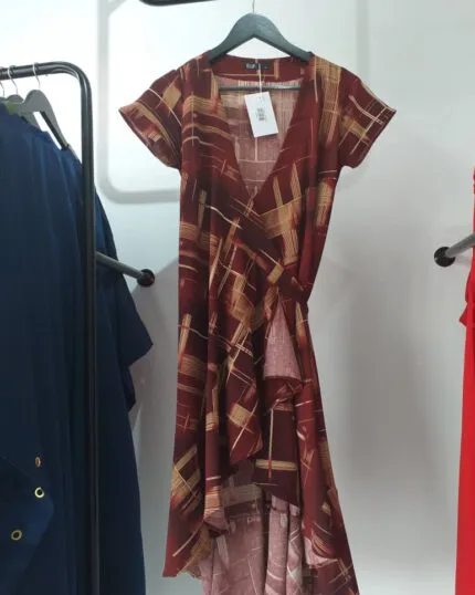 Symphony Midi Wrap Dress In Burgundy