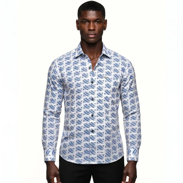 Ian LS Tunic - Blue and White