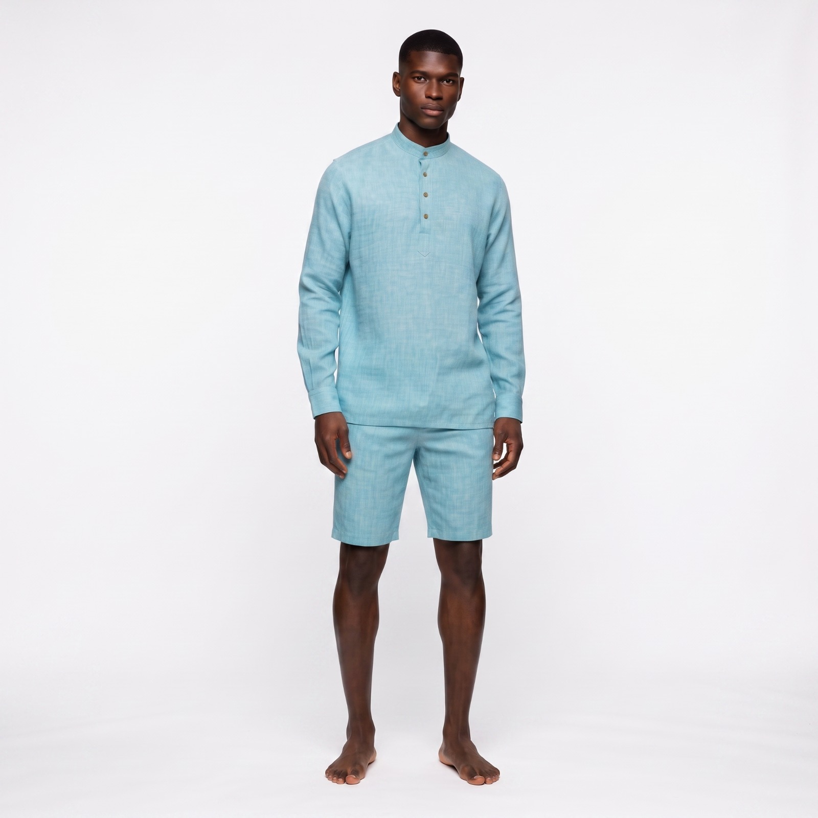 Linen Casual Shorts- Blue