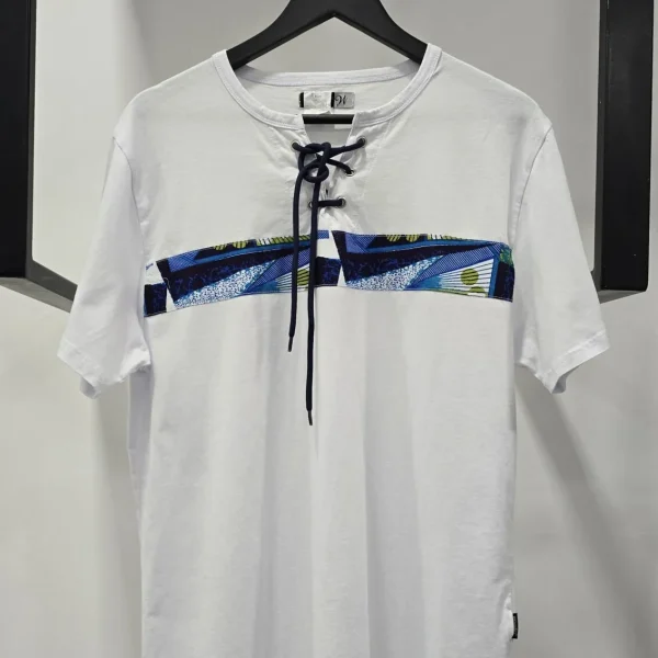 Men’s Short T-shirts – FEN Front Lace Up – White