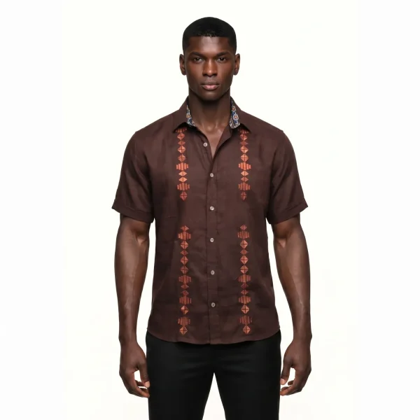 Miles SS Embroidery Brown