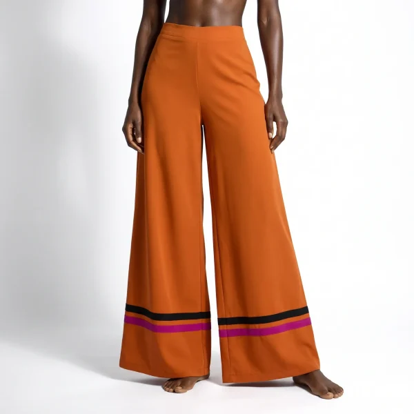Ultra wide fluid two tone pants- Orange, Black