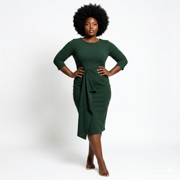 Vivo Tande Front Drape Dress (Hunters/green)