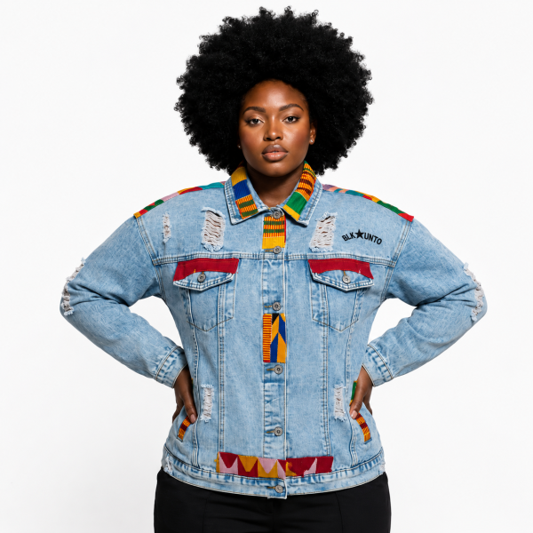 BLKSTAR UTD Kente Patchwork Denim Jacket