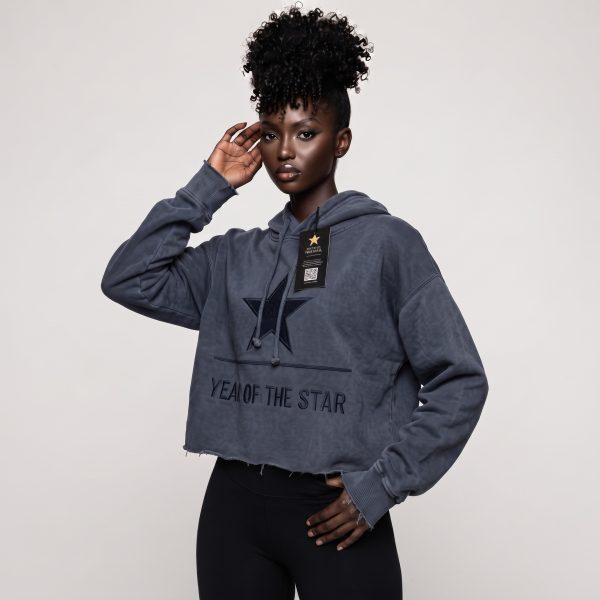 BLKSTAR UTD Tonal Black Star Cropped Hoodie